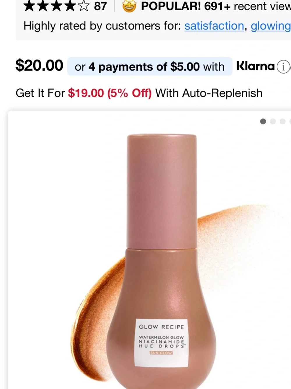 Glow Recipe Watermelon Glow Niacinamide Hue Drops Tinted Serum Size: 0.5 fl oz